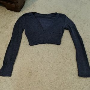 Navy Low-Cut Crop Sweater